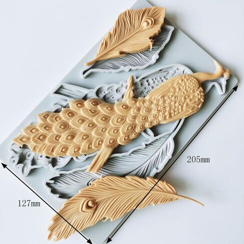 Peacock and Feathers Silicone Mold for Cake Decoration, Premium Fondant Molds for DIY Chocolate Candy Sugar Epoxy Resin or Polymer Clay Crafts Mould in Saudi Arabia