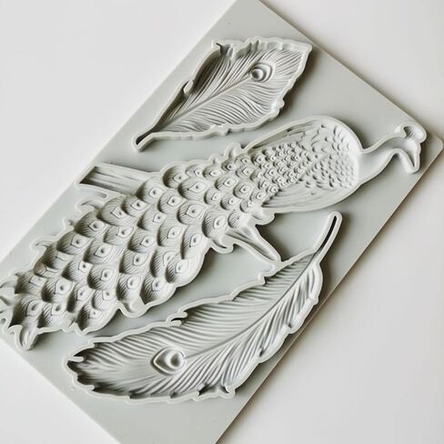 Peacock and Feathers Silicone Mold for Cake Decoration, Premium Fondant Molds for DIY Chocolate Candy Sugar Epoxy Resin or Polymer Clay Crafts Mould in Saudi Arabia