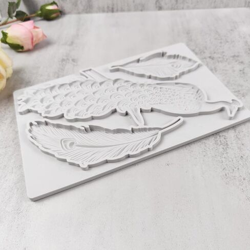 Peacock and Feathers Silicone Mold for Cake Decoration, Premium Fondant Molds for DIY Chocolate Candy Sugar Epoxy Resin or Polymer Clay Crafts Mould in Saudi Arabia