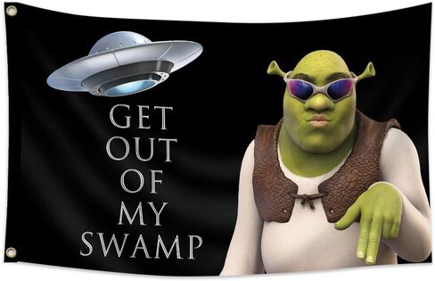 علم مضحك مطبوع عليه Get Out of My Swamp Meme للتعليق على الحائط لغرفة النوم والسكن الجامعي وديكور المنزل... in Kuwait