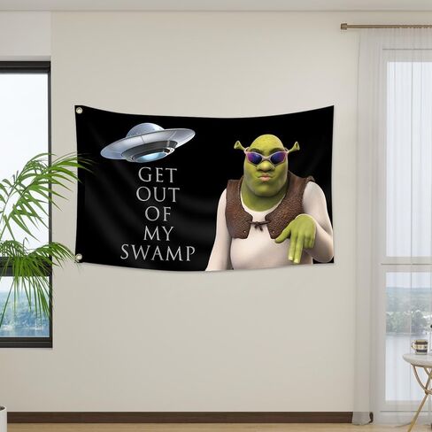 علم مضحك مطبوع عليه Get Out of My Swamp Meme للتعليق على الحائط لغرفة النوم والسكن الجامعي وديكور المنزل... in Kuwait