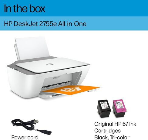 طابعة HP DeskJet 2855e اللاسلكية الكل في واحد ملونة نافثة للحبر، ماسح ضوئي، ناسخة، الأفضل للمنزل، 3 أشهر من الحبر (588S5A) in Saudi Arabia