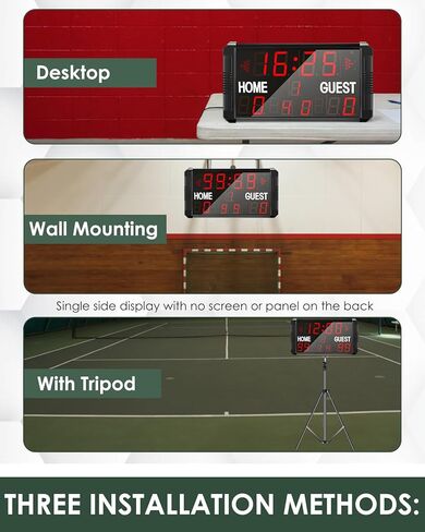 لوحة نتائج Spolehli Led مع حامل ثلاثي القوائم، لوحة نتائج كرة قدم متعددة الرياضات 14/24 ثانية، لوحة نتائج محمولة قابلة للتثبيت على الحائط، لوحة نتائج رقمية لكرة القدم وكرة السلة وكرة القدم والكرة الطائرة in Kuwait