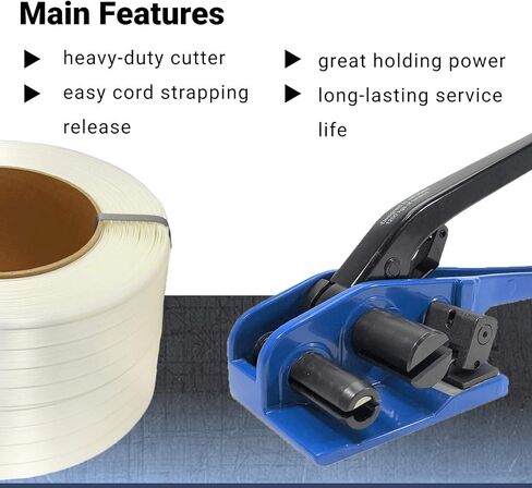 شداد IDL Packaging P-472 لربط الحبل المركب المنسوج بعرض يصل إلى 1 1/2 بوصة - يمكن استخدام سلك الحزام مع أبازيم لإعادة الشد - أداة ربط صلبة ومتينة مع قاطع مدمج in Kuwait