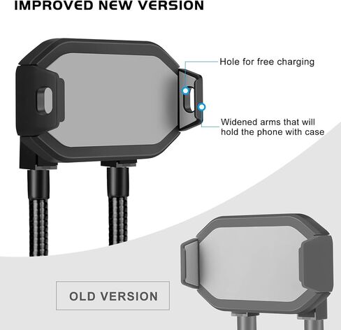 B-Land ترقية حامل الهاتف للرقبة، حامل الهاتف الخليوي كسول معقوفة للسرير حر اليدين حامل الهاتف الرقبة العالمي حامل الهاتف المحمول حامل الكمبيوتر اللوحي للهواتف والأجهزة اللوحية 4-11 بوصة (أسود) in Kuwait