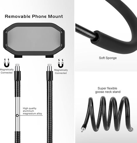 B-Land ترقية حامل الهاتف للرقبة، حامل الهاتف الخليوي كسول معقوفة للسرير حر اليدين حامل الهاتف الرقبة العالمي حامل الهاتف المحمول حامل الكمبيوتر اللوحي للهواتف والأجهزة اللوحية 4-11 بوصة (أسود) in Kuwait