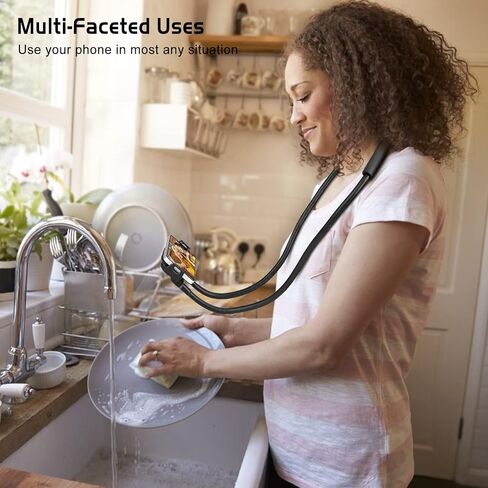 B-Land ترقية حامل الهاتف للرقبة، حامل الهاتف الخليوي كسول معقوفة للسرير حر اليدين حامل الهاتف الرقبة العالمي حامل الهاتف المحمول حامل الكمبيوتر اللوحي للهواتف والأجهزة اللوحية 4-11 بوصة (أسود) in Kuwait