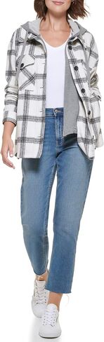 Calvin Klein Women's Everyday Plaid Shirt Jacket with Detachable Fleece Bib in Saudi Arabia