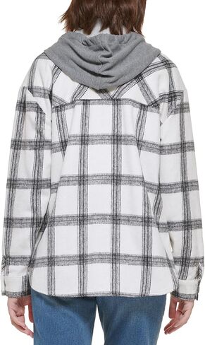 Calvin Klein Women's Everyday Plaid Shirt Jacket with Detachable Fleece Bib in Saudi Arabia