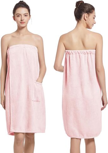 Women'S Soft Wrap Towel Full Length，Bath Robe After Shower Female Plush Long，Spa Bathrobes Lightweight With Pockets in Saudi Arabia