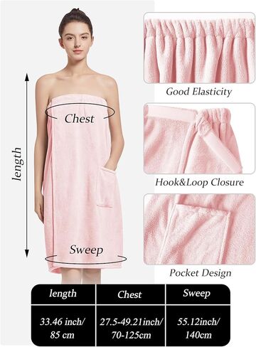 Women'S Soft Wrap Towel Full Length，Bath Robe After Shower Female Plush Long，Spa Bathrobes Lightweight With Pockets in Saudi Arabia