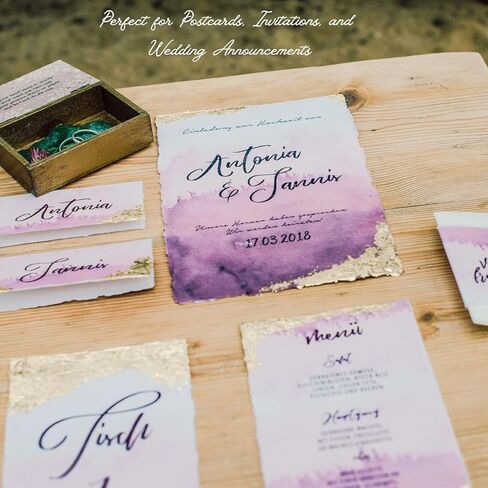 300 جرام لكل متر مربع / 25 ورقة - ورق رسم فارغ مصنوع يدويًا بألوان مائية - ورق أوراق فضفاض لوسائط مختلطة - ورق مصنوع يدويًا من القطن للفنانين/الدعوات/الحرف اليدوية (7 بوصات × 5 بوصات، أبيض) in Kuwait