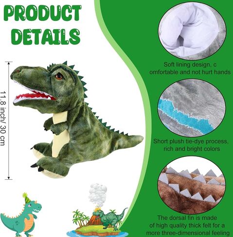 Wettarn 10 Plush Dinosaur, 11.8 Inch Dinosaur Hand Puppet with Open Movable Mouth, Stuffed Animal Puppets Interactive Toy Storytelling Gifts for Imaginative Play, Role Play, Birthday, Boys and Girls in Saudi Arabia