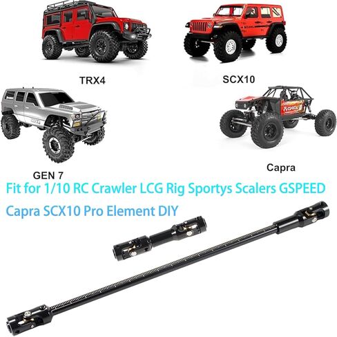 عمود محرك Linsvirgo SCX10 مقطوع بطول عمود محرك من الفولاذ المقاوم للصدأ، عمود محرك مشترك على شكل حرف U مناسب لـ 1/10 RC Crawler LCG Rig Sportys Scalers GSPEED Capra SCX10 Pro Element DIY ترقيات الأجزاء - أسود in Kuwait