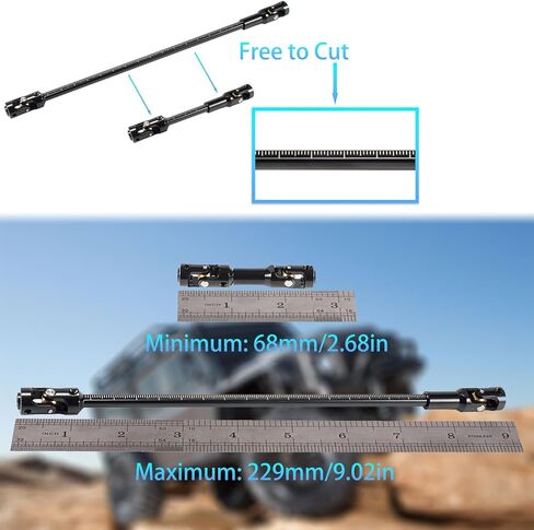 عمود محرك Linsvirgo SCX10 مقطوع بطول عمود محرك من الفولاذ المقاوم للصدأ، عمود محرك مشترك على شكل حرف U مناسب لـ 1/10 RC Crawler LCG Rig Sportys Scalers GSPEED Capra SCX10 Pro Element DIY ترقيات الأجزاء - أسود in Kuwait