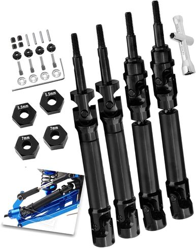 Stainless Steel Drive Shaft CVD Axles Upgrades Part for 1/10 Rustler VXL 4X4,Slash VXL 4X4, Stampede VXL 4X4, Hoss VXL 4WD,4Pcs Front Rear Transmission Driveshaft, 6852R,#6851R, Black in Saudi Arabia