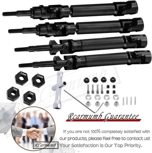 Stainless Steel Drive Shaft CVD Axles Upgrades Part for 1/10 Rustler VXL 4X4,Slash VXL 4X4, Stampede VXL 4X4, Hoss VXL 4WD,4Pcs Front Rear Transmission Driveshaft, 6852R,#6851R, Black in Saudi Arabia