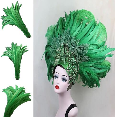 20 PCS 14-16 inch Natural Rooster CoqueTail Feathers for Stage Performance and Costume Decoration, Halloween Carnival (Dark Green) in Saudi Arabia