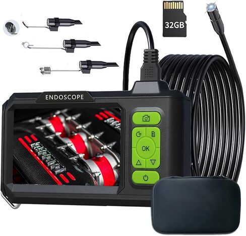 JSE Endoscope Camera with Screen, Waterproof Borescope Inspection Camera, 16.5FT Semi-Rigid Cable Snake Camera with 32GB SD Card, Adjustable High Brightness LED Lights in Saudi Arabia