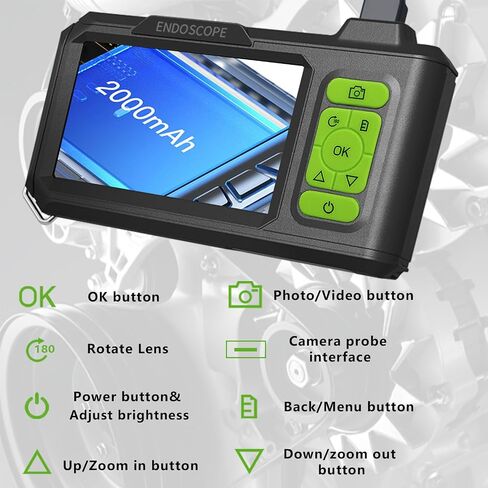 JSE Endoscope Camera with Screen, Waterproof Borescope Inspection Camera, 16.5FT Semi-Rigid Cable Snake Camera with 32GB SD Card, Adjustable High Brightness LED Lights in Saudi Arabia