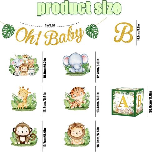 Jungle Safari Baby Boxes with Letters, Oh Baby Banner Safari Jungle Baby Shower Decorations for safari theme baby shower Gender Reveal Birthday Party Suppliess in Saudi Arabia