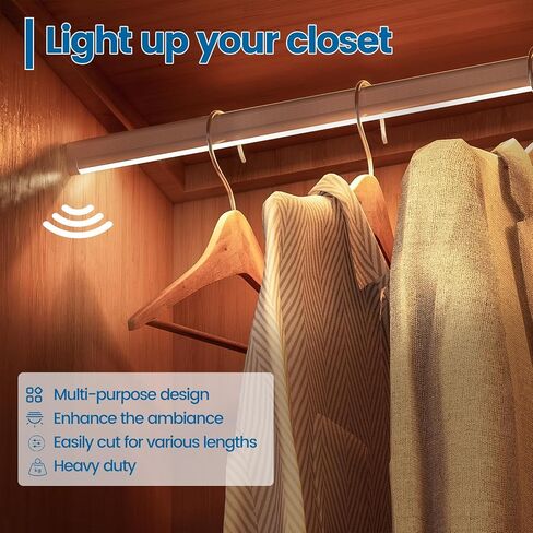 Muzata 5Pack 3.3ft/1Meter Silver LED Aluminum Channel Closet Hanging Rod for Bedroom Wardrobe U128 in Saudi Arabia