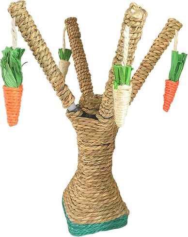 Hamiledyi Pet Fun Bunny Chew Toy Rattan Grass Scratcher Rabbit Enrichment Toy Climbing Play Carrot Digging Toys for Bunnies Rabbits Guinea Pigs Parrots Ferret Hedgehog Squirrel and Other Rodents in Saudi Arabia