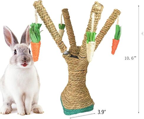 Hamiledyi Pet Fun Bunny Chew Toy Rattan Grass Scratcher Rabbit Enrichment Toy Climbing Play Carrot Digging Toys for Bunnies Rabbits Guinea Pigs Parrots Ferret Hedgehog Squirrel and Other Rodents in Saudi Arabia