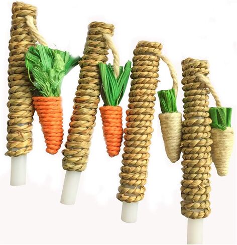 Hamiledyi Pet Fun Bunny Chew Toy Rattan Grass Scratcher Rabbit Enrichment Toy Climbing Play Carrot Digging Toys for Bunnies Rabbits Guinea Pigs Parrots Ferret Hedgehog Squirrel and Other Rodents in Saudi Arabia