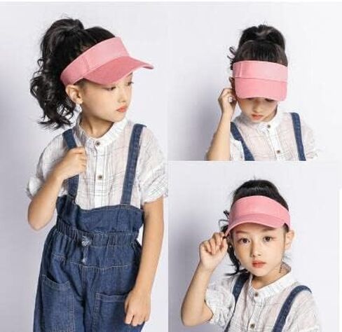 Kids Golf Visor Hat Children Ponytail Sports Hats Cotton Sun Visors Caps Child Summer Sports Visor Girls Athletic Adjustable in Saudi Arabia