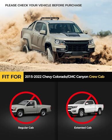 لوحات الجري والخطوات قضبان نيرف مناسبة لـ 2015-2024 تشيفي كولورادو/جي إم سي كانيون كابينة الطاقم، زوج من الخطوات الجانبية لباب السيارة مقاس 6 بوصات، قضبان نيرف، ألواح الشاحنات، قضبان الخطوة - شعار فضي in Kuwait