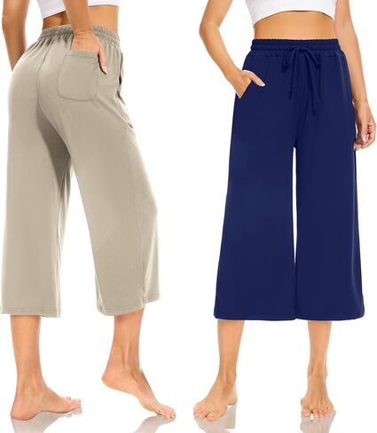 بنطال كابري أزرق ملكي من SUNYAA وبنطلون كابري كاكي للنساء بجيوب in Kuwait