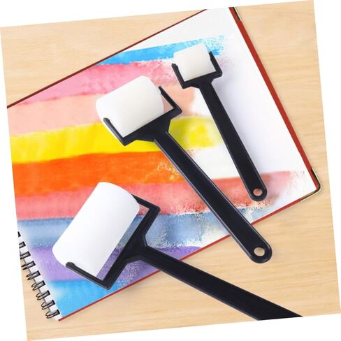 3 مجموعات من إسفنجة الطلاء الدوارة من KJHBV، فرشاة إسفنجية للرسم، بكرات طلاء إسفنجية للأطفال، فرشاة إسفنجية مرسومة بالرسم، أداة التعلم المبكر، أداة الرسم، حافة الأطفال الصغار، إيفا بيضاء صغيرة in Kuwait