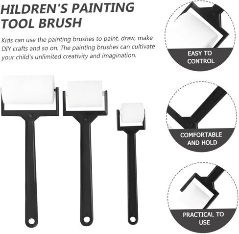 3 مجموعات من إسفنجة الطلاء الدوارة من KJHBV، فرشاة إسفنجية للرسم، بكرات طلاء إسفنجية للأطفال، فرشاة إسفنجية مرسومة بالرسم، أداة التعلم المبكر، أداة الرسم، حافة الأطفال الصغار، إيفا بيضاء صغيرة in Kuwait