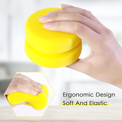 عبوة إسفنجة دائرية لشمع السيارة من Xrkuu، 3.15 × 1.93 بوصة، إسفنجات طلاء دائرية للفنان 4 قطع 4 ألوان مع حقيبة شبكية ذات شعاع أسود لإزالة الشعر بالشمع، والتنظيف، والفنون، والحرف اليدوية، والمطبخ - أزرق داكن، أصفر، أسود، أحمر in Kuwait