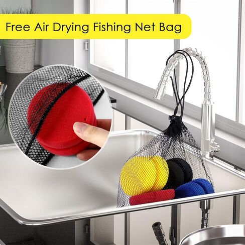 عبوة إسفنجة دائرية لشمع السيارة من Xrkuu، 3.15 × 1.93 بوصة، إسفنجات طلاء دائرية للفنان 4 قطع 4 ألوان مع حقيبة شبكية ذات شعاع أسود لإزالة الشعر بالشمع، والتنظيف، والفنون، والحرف اليدوية، والمطبخ - أزرق داكن، أصفر، أسود، أحمر in Kuwait