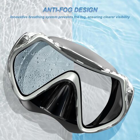 BuyCard Snorkel Adult Snorkel Set, Snorkel Mask with Panoramic View, Anti-Fog Anti-Leak Snorkeling Gear Dry Top Snorkel for Scuba Diving Swimming Training Sliver in Saudi Arabia