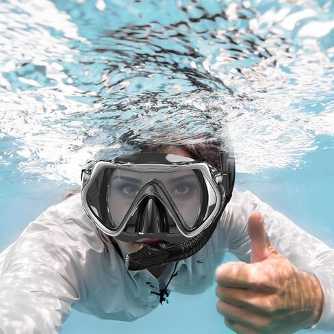 BuyCard Snorkel Adult Snorkel Set, Snorkel Mask with Panoramic View, Anti-Fog Anti-Leak Snorkeling Gear Dry Top Snorkel for Scuba Diving Swimming Training Sliver in Saudi Arabia