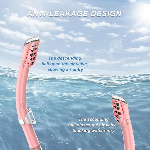 مجموعة غص للكبار من BuyCard، قناع غص مع رؤية بانورامية، معدات غطس مضادة للضباب ومضادة للتسرب، غص علوي جاف للغوص والتدريب على السباحة باللون الوردي in Kuwait