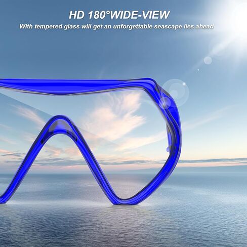 مجموعة غص للكبار من BuyCard، قناع غص مع رؤية بانورامية، معدات غطس مضادة للضباب ومضادة للتسرب، غص علوي جاف للغوص والتدريب على السباحة باللون الأزرق in Kuwait