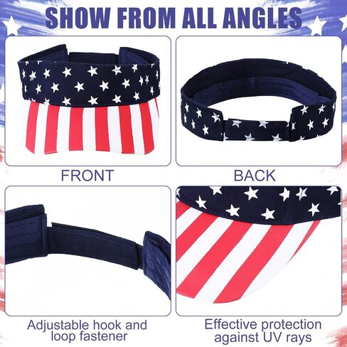 Yahenda 12 Pcs 4th of July Women's Men's Visor Hat Patriotic USA Sun Visors Star Stripe American Flag Hat(US Flag) in Saudi Arabia