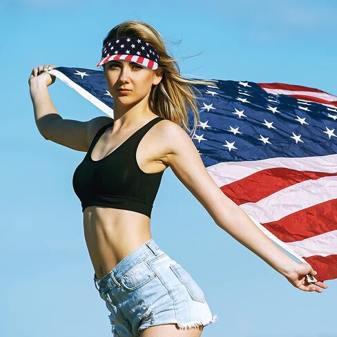Yahenda 12 Pcs 4th of July Women's Men's Visor Hat Patriotic USA Sun Visors Star Stripe American Flag Hat(US Flag) in Saudi Arabia