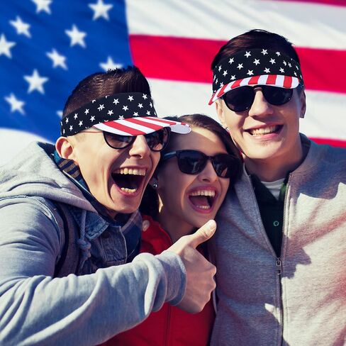 Yahenda 12 Pcs 4th of July Women's Men's Visor Hat Patriotic USA Sun Visors Star Stripe American Flag Hat(US Flag) in Saudi Arabia