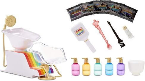 Rainbow High Salon Playset with Rainbow of DIY Washable Hair Color Foam for Kids and Dolls - Doll Not Included in Saudi Arabia