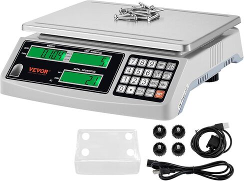 VEVOR Industrial Counting Scale, 30 kg x 1 g, Digital Scale for Parts and Coins, g/kg/lb Units, Electronic Gram Scale Inventory Counting Scale Kitchen Jewelry Scale with RS232 Port and 3 LCD Screens in Saudi Arabia