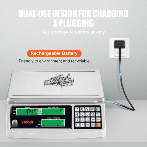 VEVOR Industrial Counting Scale, 30 kg x 1 g, Digital Scale for Parts and Coins, g/kg/lb Units, Electronic Gram Scale Inventory Counting Scale Kitchen Jewelry Scale with RS232 Port and 3 LCD Screens in Saudi Arabia