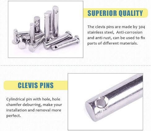 Glarks 44Pcs 12 Sizes 304 Stainless Steel Flat Head Single Hole Clevis Pins Assortment Kit in Saudi Arabia