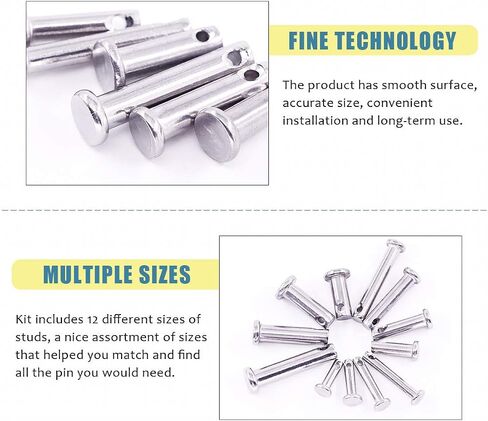 Glarks 44Pcs 12 Sizes 304 Stainless Steel Flat Head Single Hole Clevis Pins Assortment Kit in Saudi Arabia