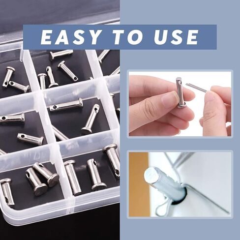 Glarks 44Pcs 12 Sizes 304 Stainless Steel Flat Head Single Hole Clevis Pins Assortment Kit in Saudi Arabia