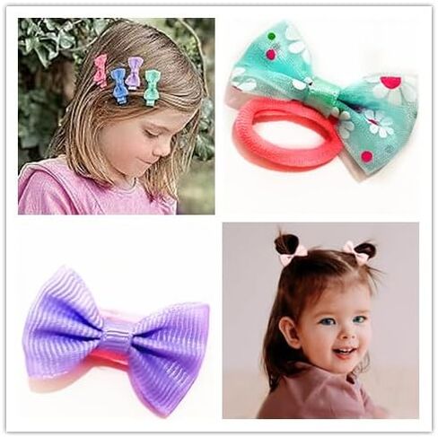 540PCS Cute Baby Girls Hair Clips and Hair Ties Gift Set, Hair Bows, Hair Clips and Hair Ties Rainbow Flower Butterfly Styling Set for Babies Newborn Infant Toddlers Little Kids Girls in Kuwait
